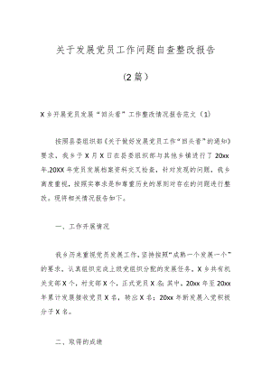 （2篇）关于发展党员工作问题自查整改报告.docx