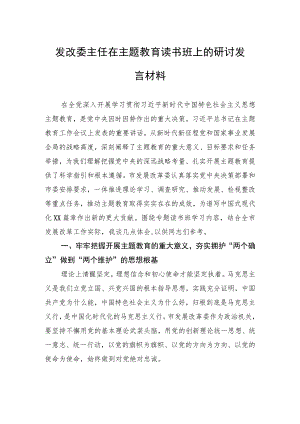 发改委主任在主题教育读书班上的研讨发言材料.docx