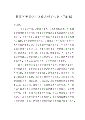 某某区委书记在区委农村工作会上的讲话.docx