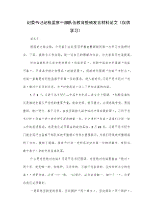 纪委书记纪检监察干部队伍教育整顿发言材料范文.docx