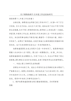 关于销售助理个人年度工作总结如何写.docx