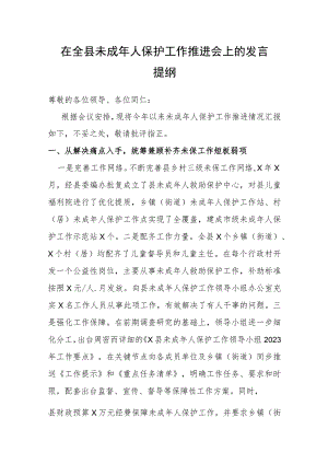 在全县未成年人保护工作推进会上的发言提纲.docx