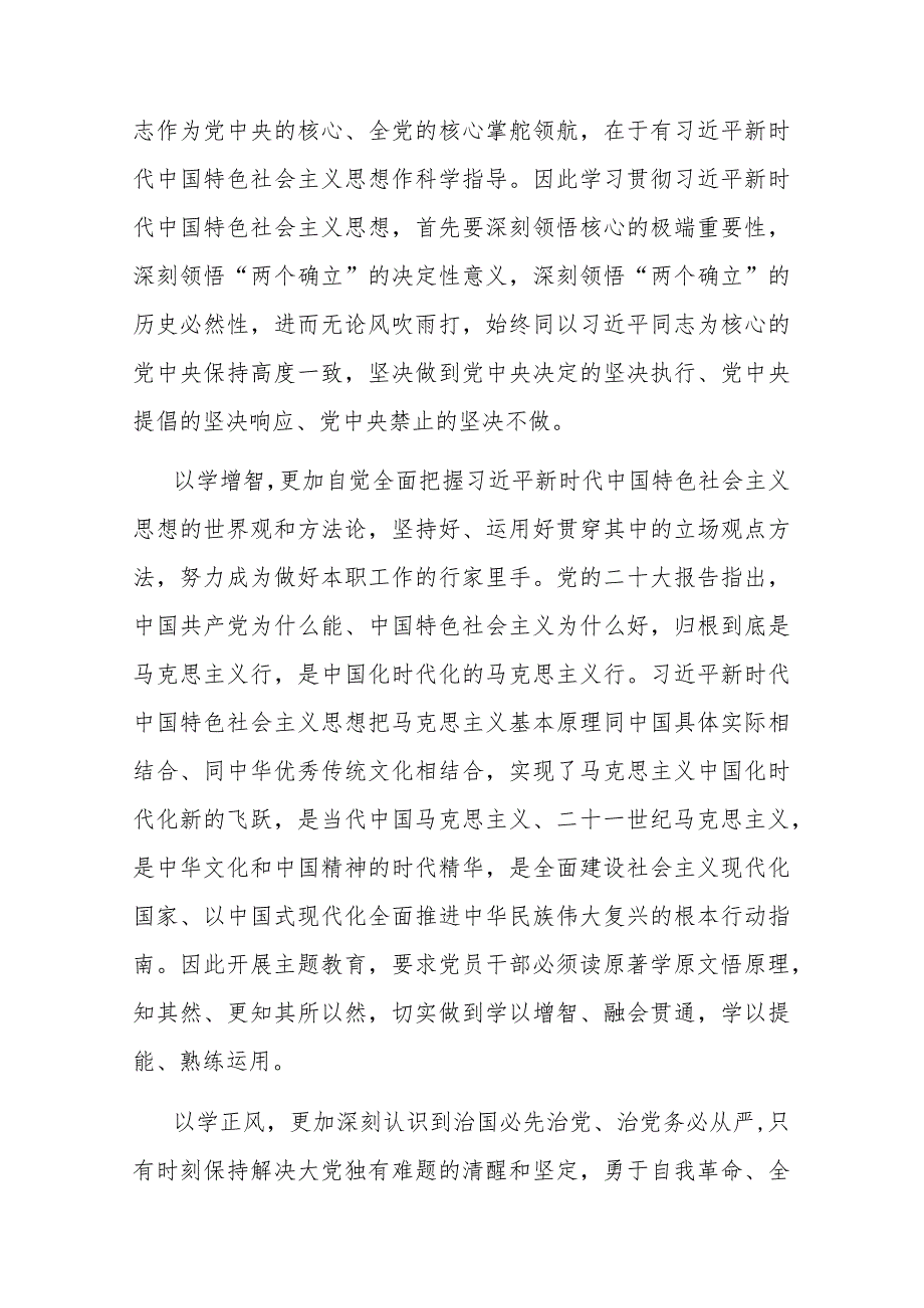 在2023年主题教育专题读书班上的发言(共二篇).docx_第2页