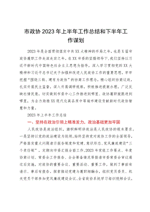 市政协2023年上半年工作总结和下半年工作谋划.docx