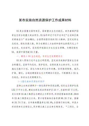 某市实施自然资源保护工作成果经验材料.docx