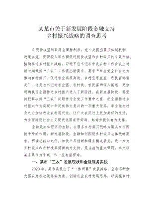 某某市关于新发展阶段金融支持乡村振兴战略的调查思考.docx