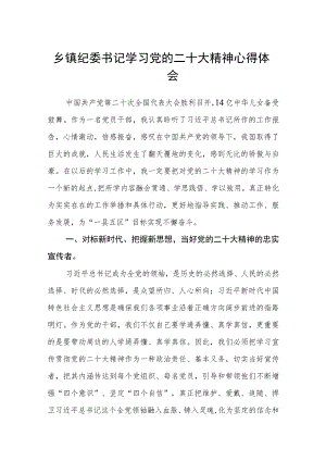 乡镇纪委书记学习党的二十大精神心得体会(精选三篇).docx