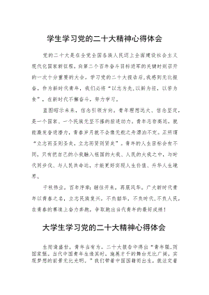 学生学习党的二十大精神心得体会合集(通用三篇).docx