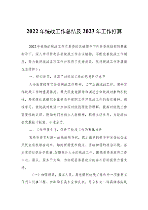 2022年统战工作总结及2023年工作打算.docx