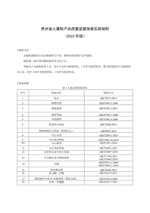 贵州省童鞋产品质量监督抽查实施细则（2023年版）.docx