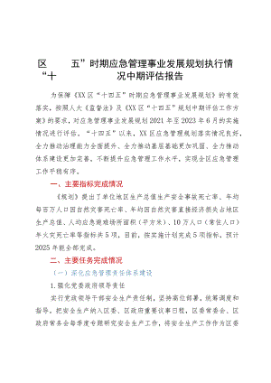 区“十四五”时期应急管理事业发展规划执行情况中期评估报告.docx