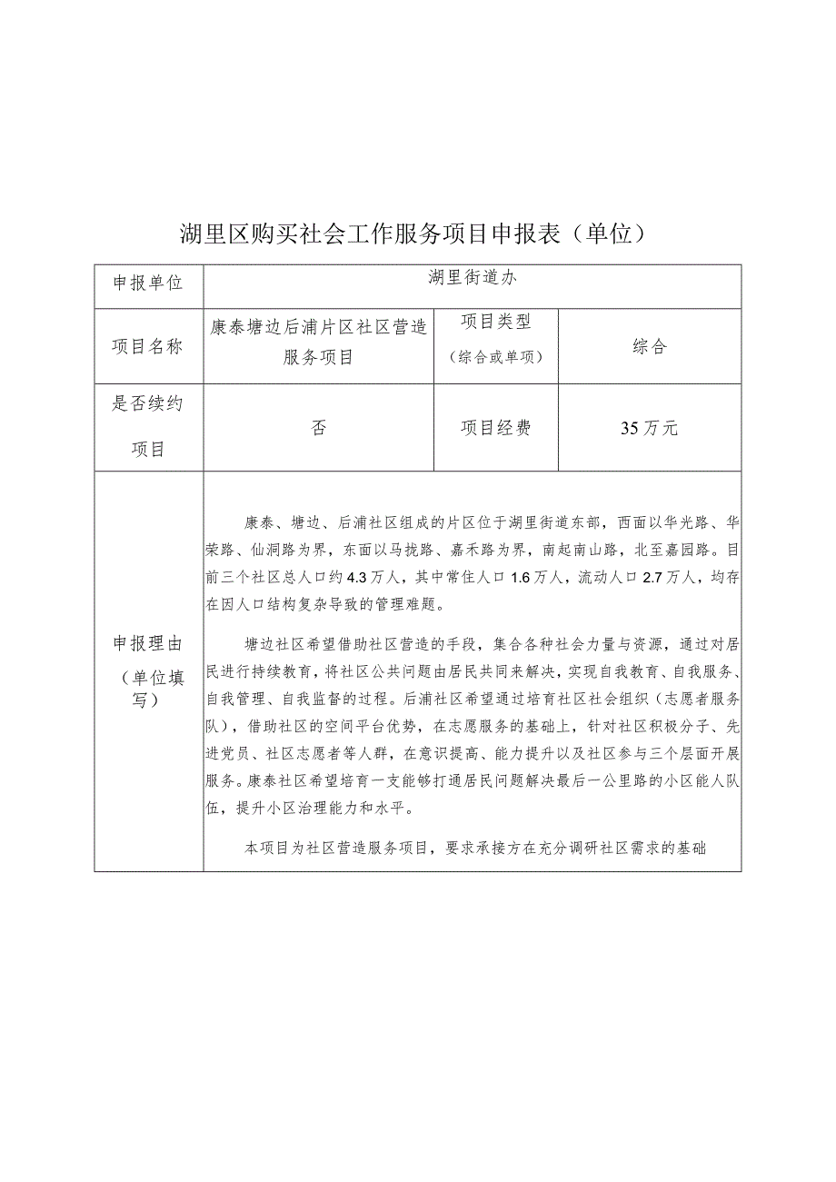 湖里区购买社会工作服务项目申报表单位.docx_第1页