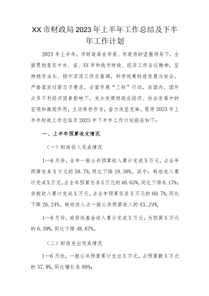 XX市财政局2023年上半年工作总结及下半年工作计划.docx