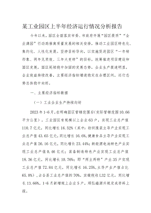 某工业园区上半年经济运行情况分析报告.docx