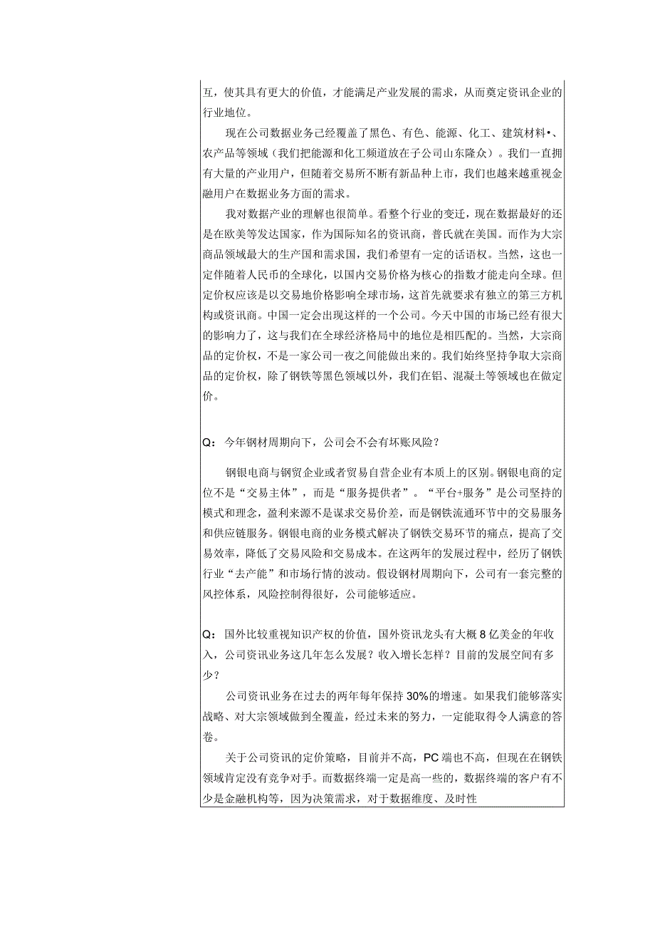 证券代码326证券简称上海钢联上海钢联电子商务股份有限公司投资者关系活动记录表.docx_第2页