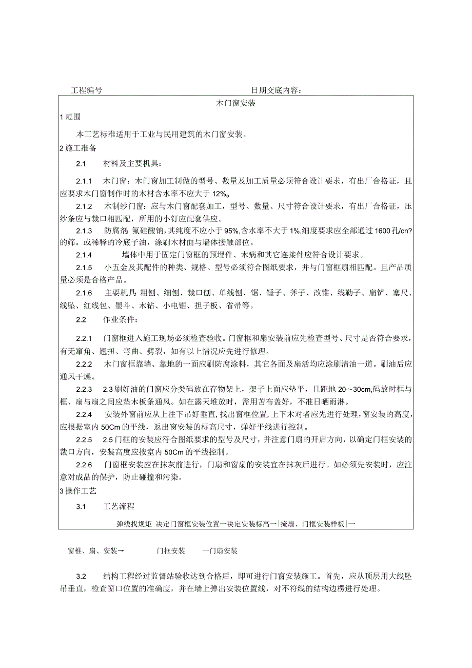 木门窗安装工艺技术交底.docx_第1页