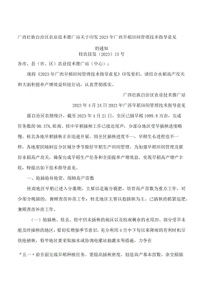 广西壮族自治区农业技术推广站关于印发2023年广西早稻田间管理技术指导意见的通知.docx