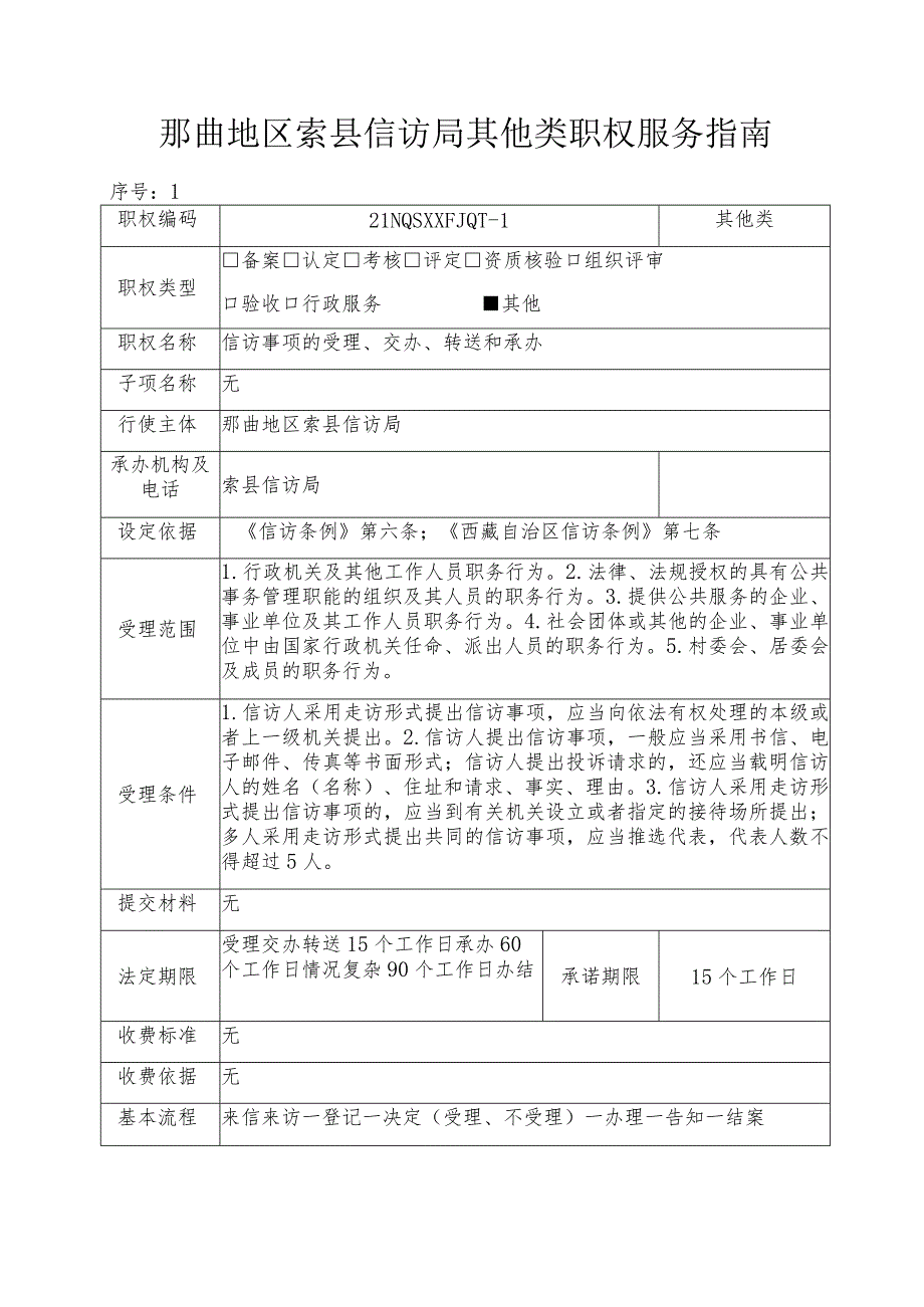 那曲地区索县信访局其他类职权服务指南.docx_第1页