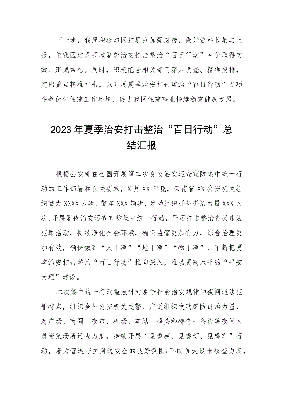 2023年开展夏季治安打击整治“百日行动”工作总结七篇.docx_第3页