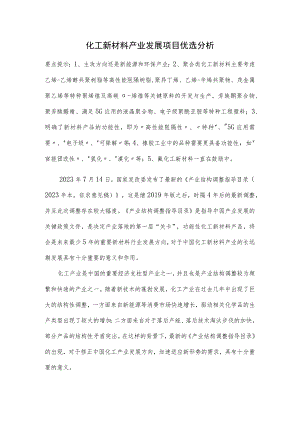 化工新材料产业发展项目优选分析.docx