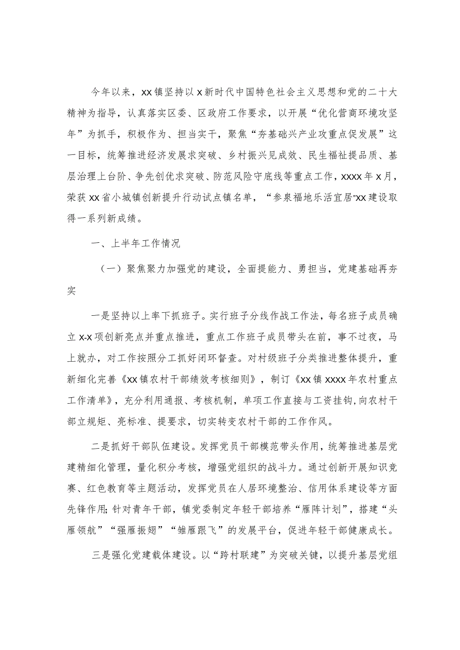 乡镇人民政府2023年上半年工作总结及下半年工作打算.docx_第1页