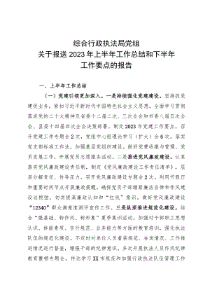 综合行政执法局党组2023年上半年工作总结和下半年工作要点.docx