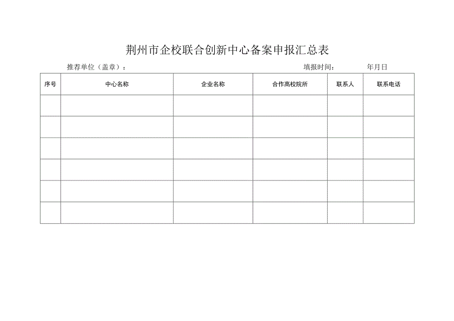 荆州市企校联合创新中心备案申报汇总表.docx_第1页