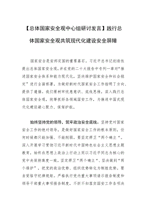 【总体国家安全观中心组研讨发言】践行总体国家安全观 共筑现代化建设安全屏障.docx