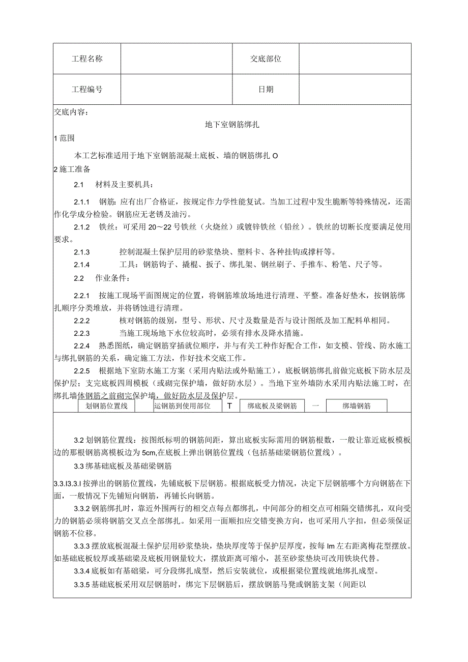 地下室钢筋绑扎工艺技术交底.docx_第1页