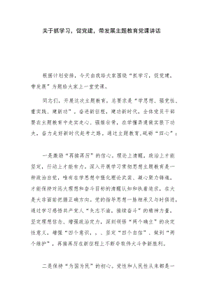 关于 抓学习促党建带发展主题教育党课讲话.docx