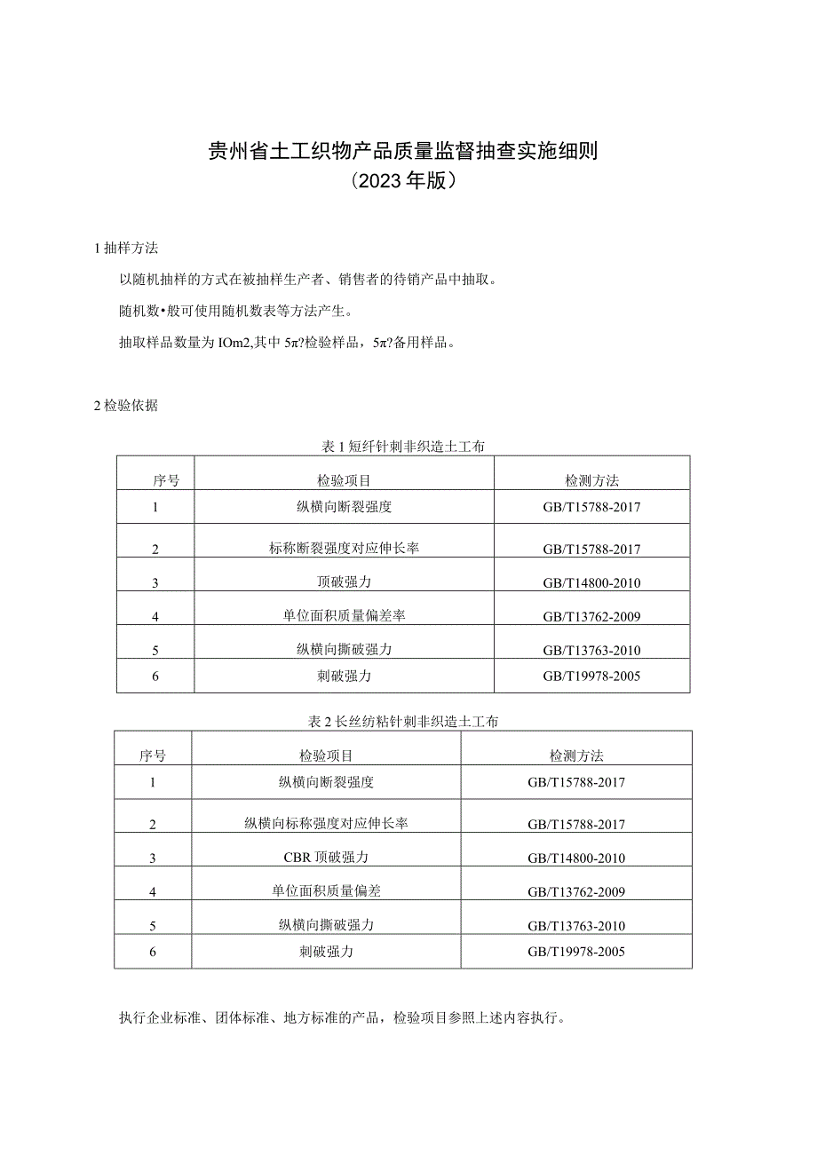 贵州省土工织物产品质量监督抽查实施细则（2023年版）.docx_第1页