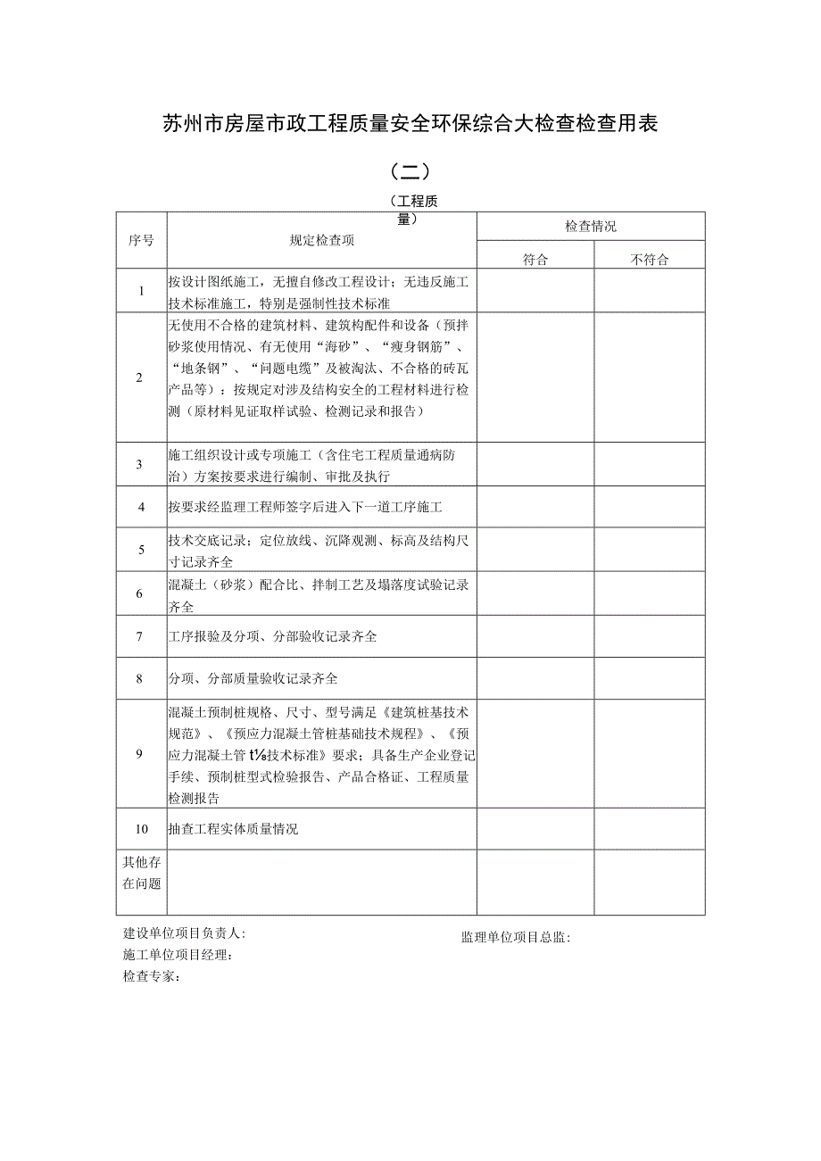 苏州市房屋市政工程质量安全环保综合大检查检查用表一.docx_第2页