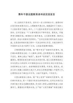 青年干部主题教育读书班交流发言.docx