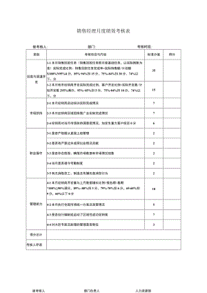 销售经理月度绩效考核表.docx