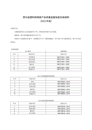 贵州省塑料购物袋产品质量监督抽查实施细则（2023年版）.docx