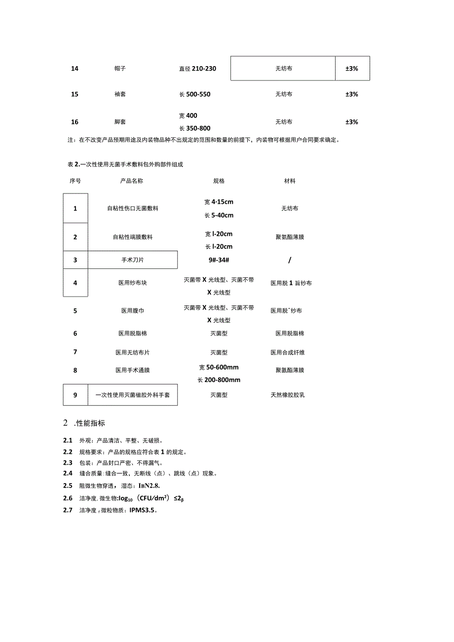 一次性使用无菌手术敷料包技术要求.docx_第2页