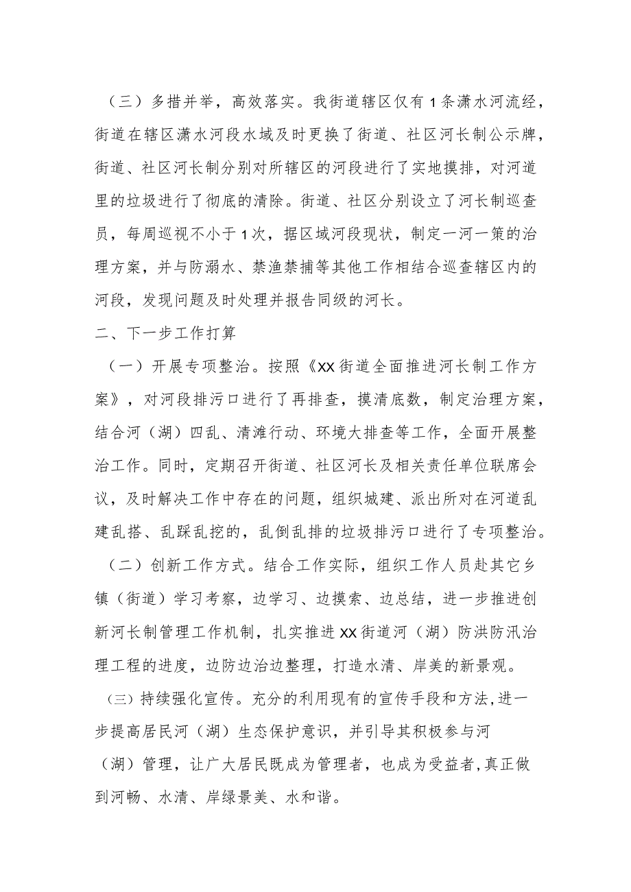 202X年度某街道河长制工作落实情况汇报.docx_第2页