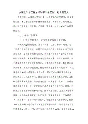 乡镇上半年工作总结和下半年工作计划2篇范文.docx