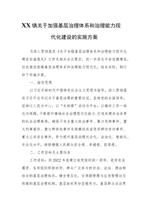 XX镇关于加强基层治理体系和治理能力现代化建设的实施方案.docx