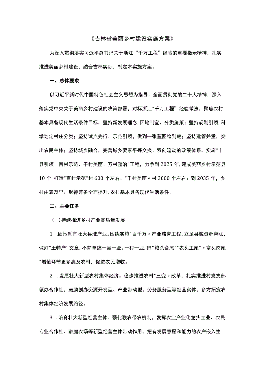 吉林省美丽乡村建设实施方案.docx_第1页