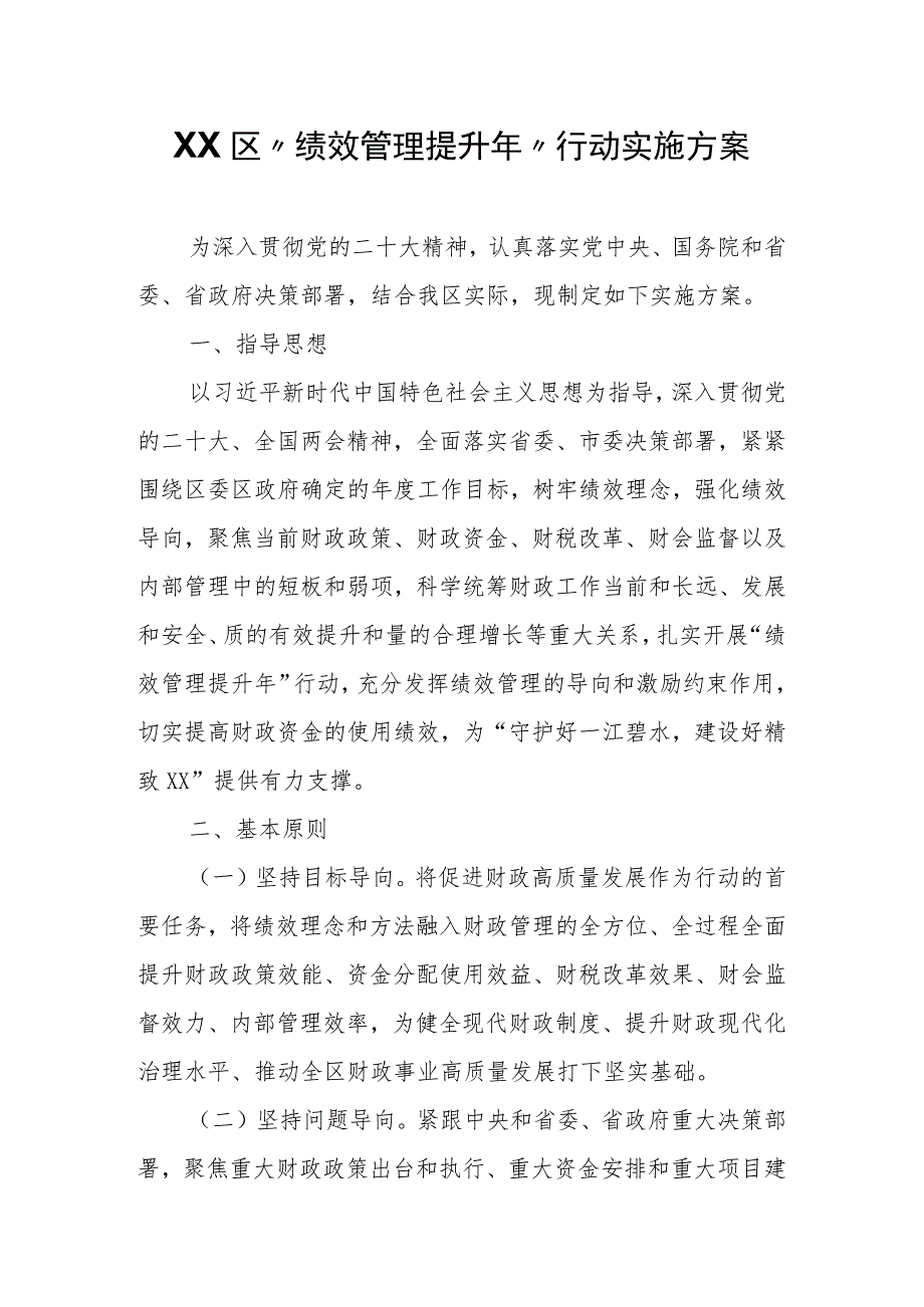 XX区“绩效管理提升年”行动实施方案.docx_第1页