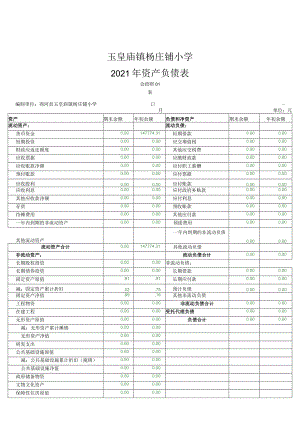 玉皇庙镇杨庄铺小学2021年资产负债表.docx