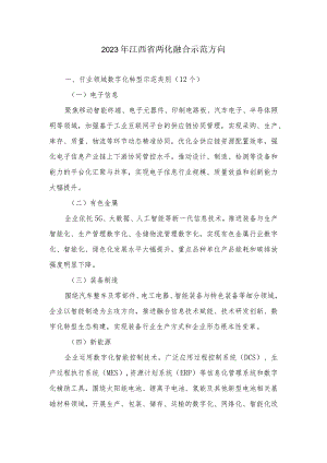 2023年江西省两化融合示范方向.docx