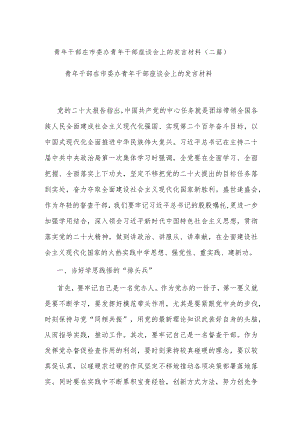 青年干部在市委办青年干部座谈会上的发言材料(二篇).docx