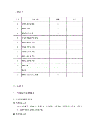 采购清单备注技术参数在线视频采集装备.docx