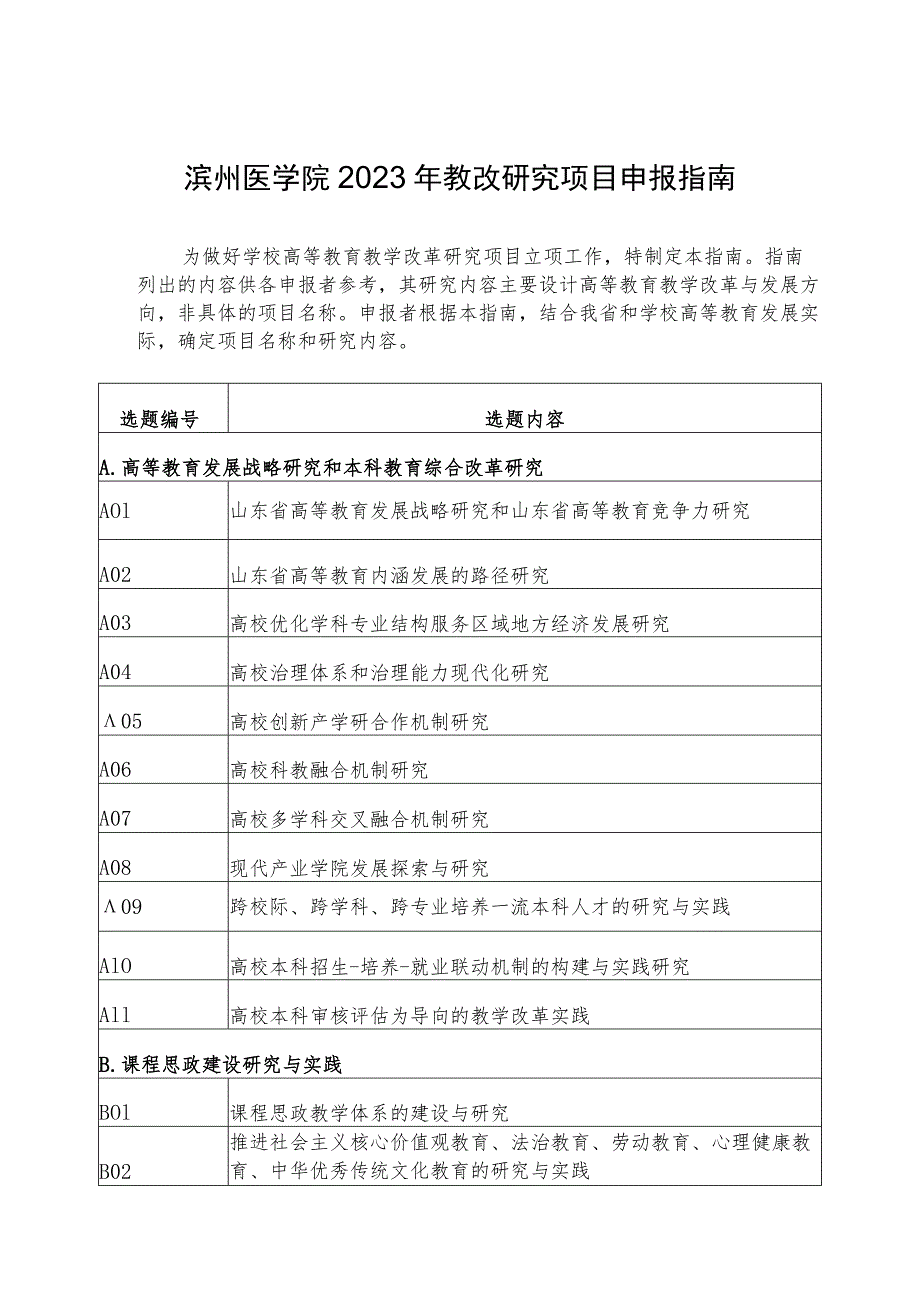 滨州医学院2023年教改研究项目申报指南.docx_第1页