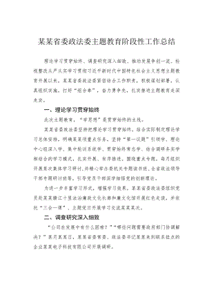 某某省委政法委主题教育阶段性工作总结.docx