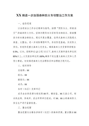 XX镇进一步加强森林防火专项整治工作方案.docx