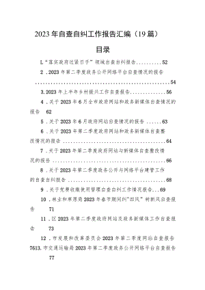 2023年自查自纠工作报告汇编（19篇）.docx