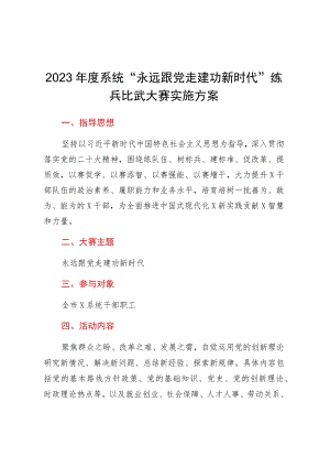 2023年度系统“永远跟党走建功新时代”练兵比武大赛实施方案.docx